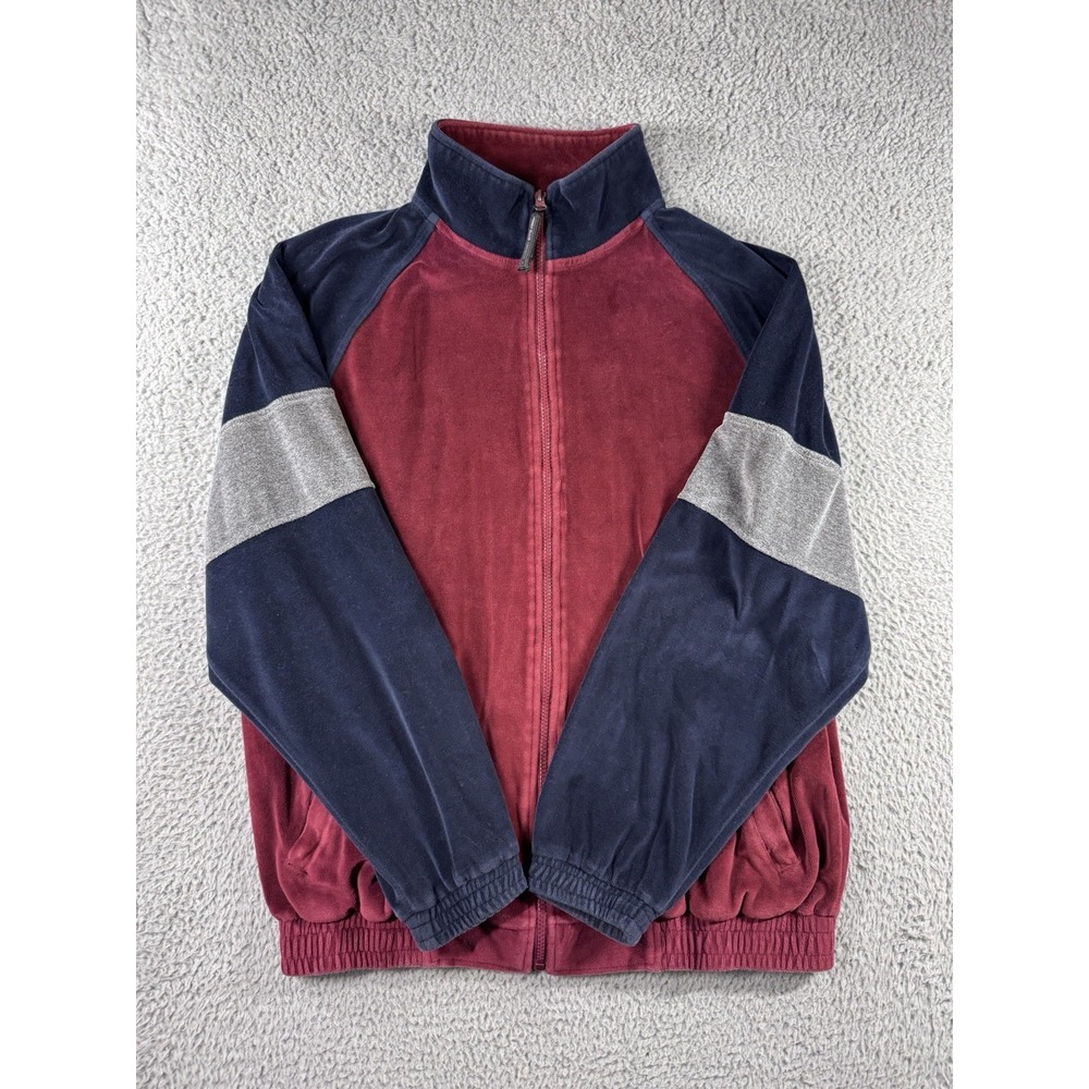 Vintage Perry Ellis Velour Track Jacket Men Large‎ Full Zip 90s Y2k Colorblock